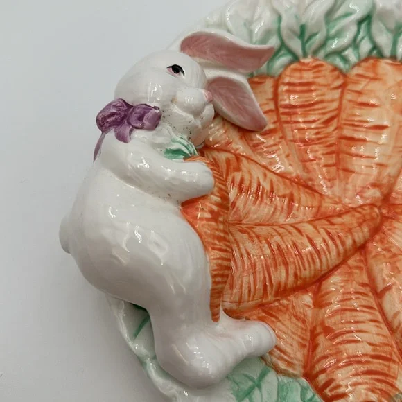 Vintage Palm Tree Company Bunny Carrot Plate Easter Spring Made in Taiwan - Picture 6 of 16